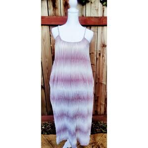 A New Day Pink & White Abstract Floral Slip Maxi Dress Sleek & Flowy - Size‎ S